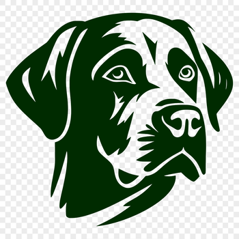 Illustration of a friendly Labrador Retriever's head with vector design elements.