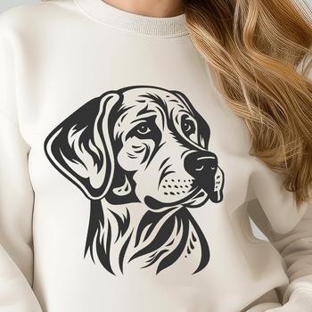 A detailed vector illustration of a Labrador Retriever's head, suitable for various design applications.