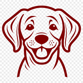 A simple line drawing of a Labrador Retriever's head.