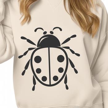A simple line drawing of a ladybug in full body view, suitable for use as clip art.