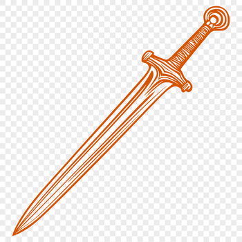 A metallic sword with intricate designs, suitable for vector art projects.