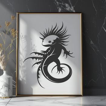 A detailed, full-body illustration of a Axolotl animal.