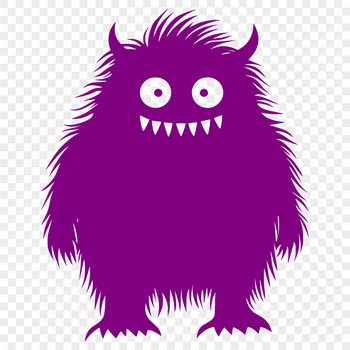 A colorful illustration of a cute monster character made from vector shapes.