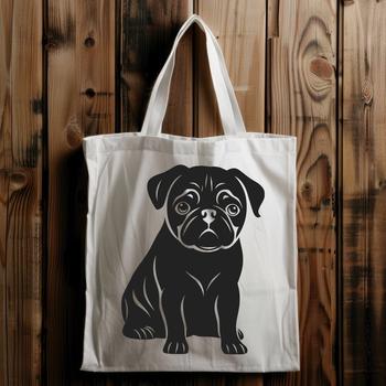 Sitting Pug Vector Art