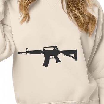 An SVG design of a firearm featuring a stylized representation of its components.