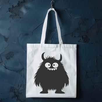 A cartoon monster with rounded features, smiling face, and colorful design.