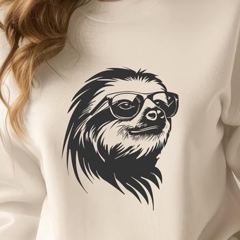 Vector graphic design featuring a sloth's profile in black lines.