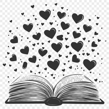 A book with decorative love hearts integrated into the design, suitable for educational purposes in schools.