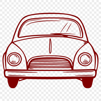A simple illustration of a vehicle with detailed lines and shapes.