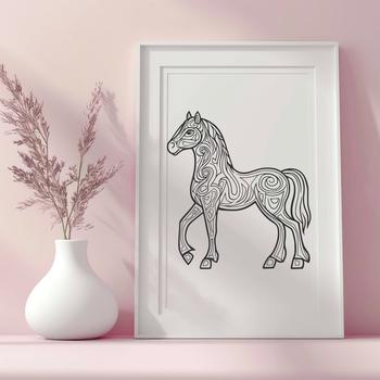 A free SVG design of a horse, suitable for digital cutting machines like Cricut or laser cutters.
