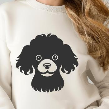 A stylized illustration of a poodle's head, suitable for digital design and crafting.
