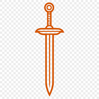 A detailed outline of a medieval-style sword, designed as a vector graphic.