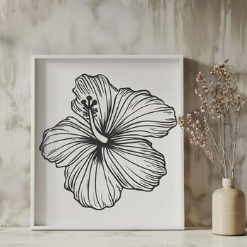 A detailed illustration of a hibiscus flower, suitable for various graphic design applications and gardening themes.