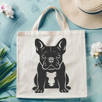 A full body illustration of a French Bulldog sitting comfortably.