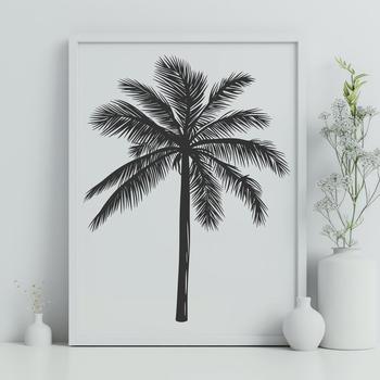 A minimalist illustration of a palm tree, suitable for vector graphics projects.