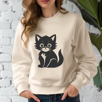 A full-body illustration of a sitting cat with minimal details.
