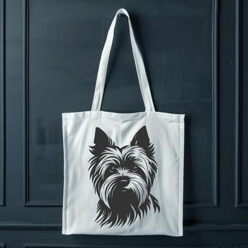 A detailed illustration of a Yorkshire Terrier's head, suitable for vector design.