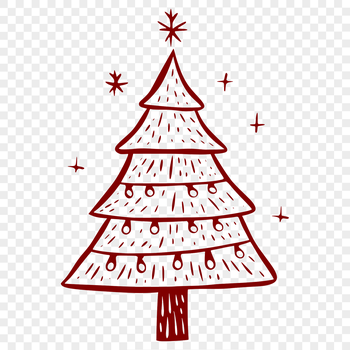 A stylized illustration of a Christmas tree with ornaments and lights, suitable for vector art projects.