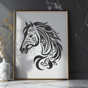An SVG graphic representation of a horse with clean lines and scalable design.