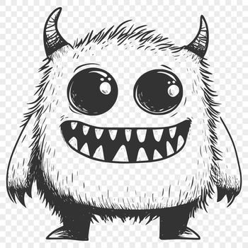 A colorful illustration of a cute monster in a playful Halloween setting.