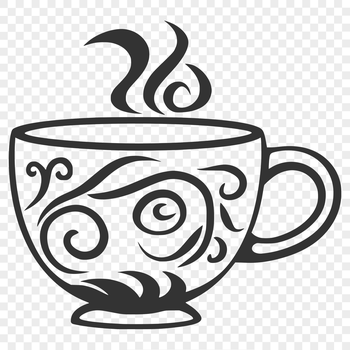 A simple design of a standard coffee cup with handle, ideal for vector art projects.