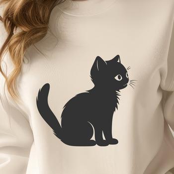 A cute cartoon cat in full body pose, suitable for use as vector art or clip art.