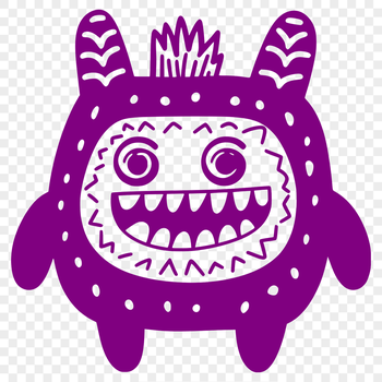 A cartoon monster illustration in a playful design style.