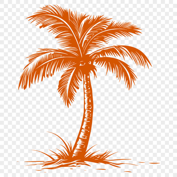 Palm tree illustration with multiple trunks and leaves in various positions.