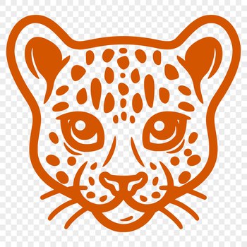 A detailed illustration of an ocelot's head, showcasing its distinctive markings and features.