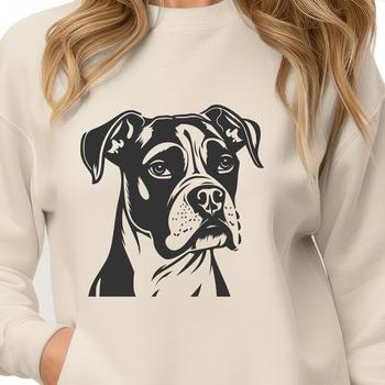 A simple and detailed SVG design of a Boxer animal profile suitable for cutting machines like Cricut or laser cutting.