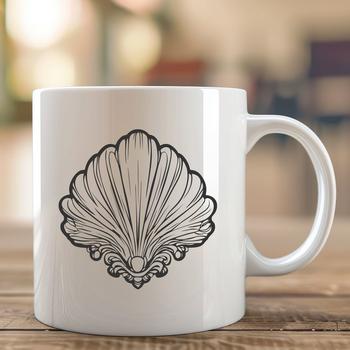 A stylized illustration of a seashell, suitable for vector graphics and digital design.