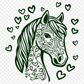 A horse designed with love hearts, available in vector format.