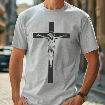 A detailed illustration of a Christian crucifix with intricate design elements.