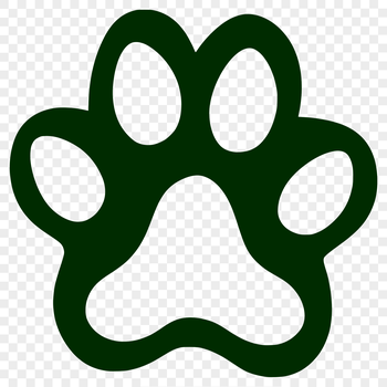 A digital illustration of a set of animal paw prints in various shapes and sizes.