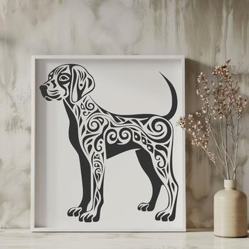 A digital illustration of a standing Weimaraner dog in full body pose.