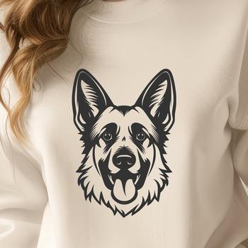 A vector illustration of a German Shepherd's head, suitable for digital design projects.