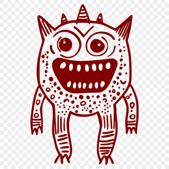 A playful monster character with rounded features and bright colors.