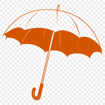 A simple illustration of a colorful umbrella on a rainy day.