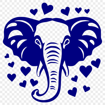 A cute elephant design featuring love hearts, suitable for crafting or graphic design projects.