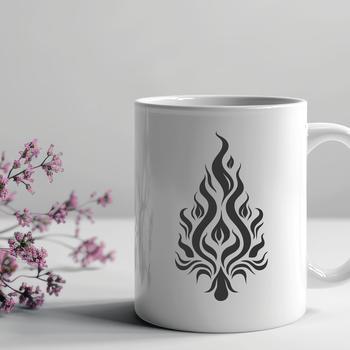 Illustrative flame design with ornate shape details.