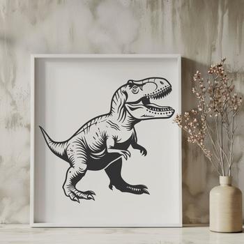 A vector representation of a T Rex in its entirety, suitable for various design applications.
