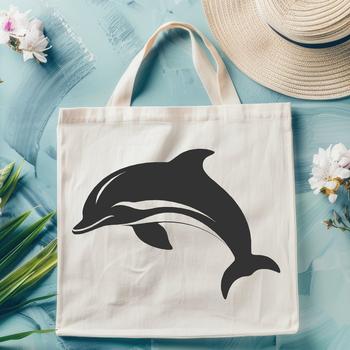 A detailed illustration of a dolphin in full body form, suitable for digital cutting machines like Cricut or laser cutters.