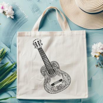 Ornate guitar illustration created in vector format