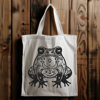 A detailed, full-body illustration of a toad in ornate style.