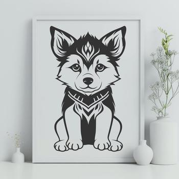 Sitting Husky Vector Craft File