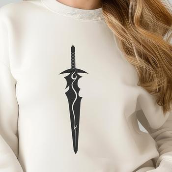 A high-quality graphic representation of a medieval-style sword with intricate details.