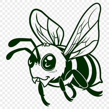 A detailed illustration of a bee in mid-air flight, suitable for gardening and crafting projects.