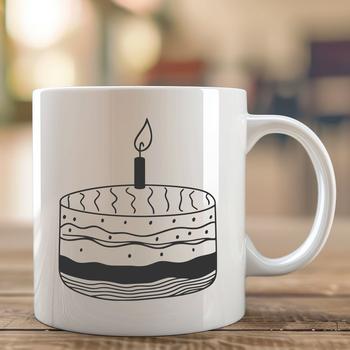 A colorful birthday cake with candles and decorations, suitable for vector design.