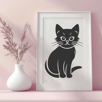 An SVG vector design of a domestic pet cat in a sitting position.