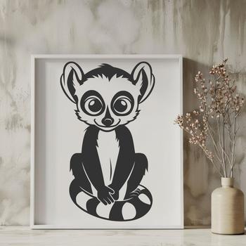 A colorful illustration of a lemur in full body pose, suitable for vector art projects.